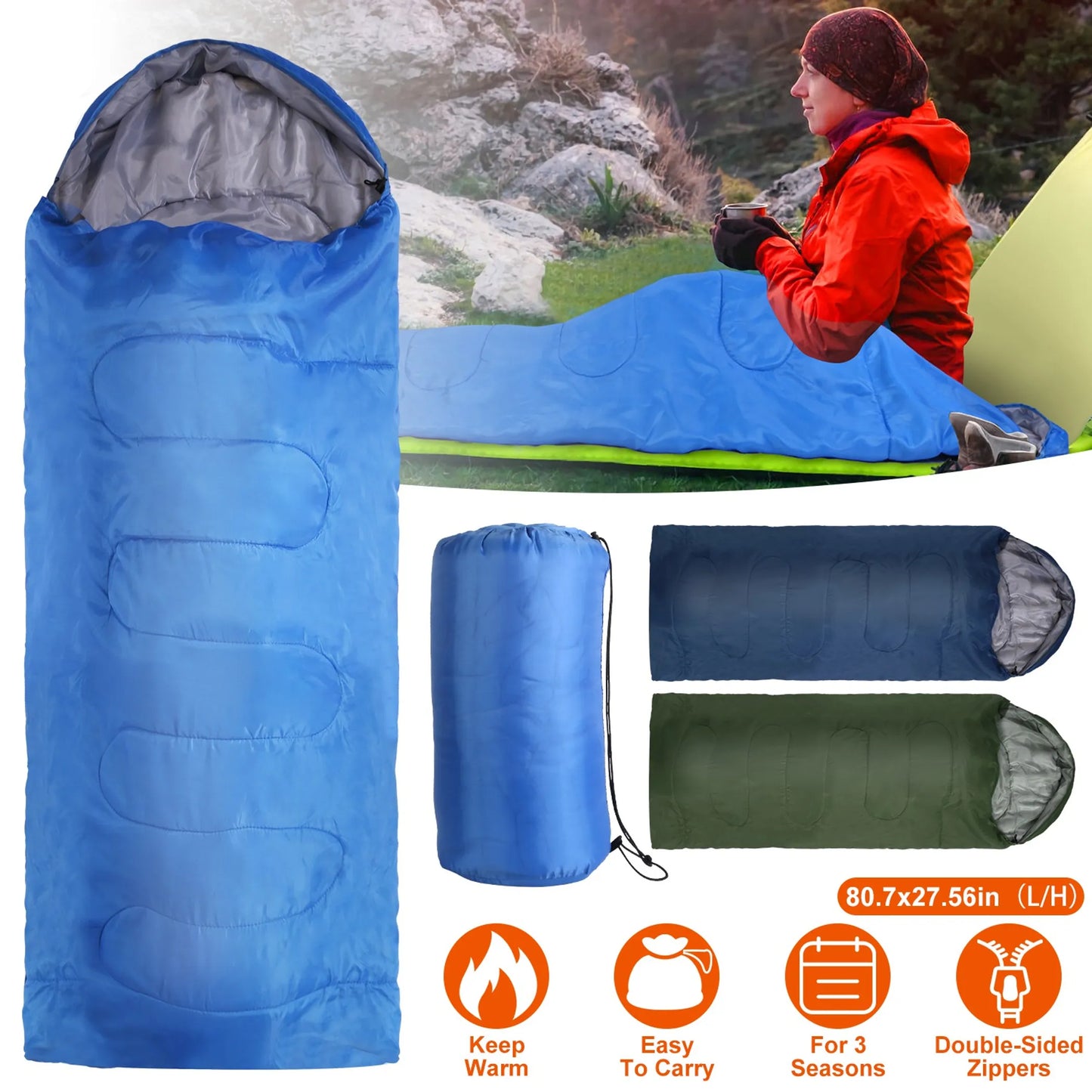 3-Season Camping Sleeping Bag – Lightweight & Moisture-Proof