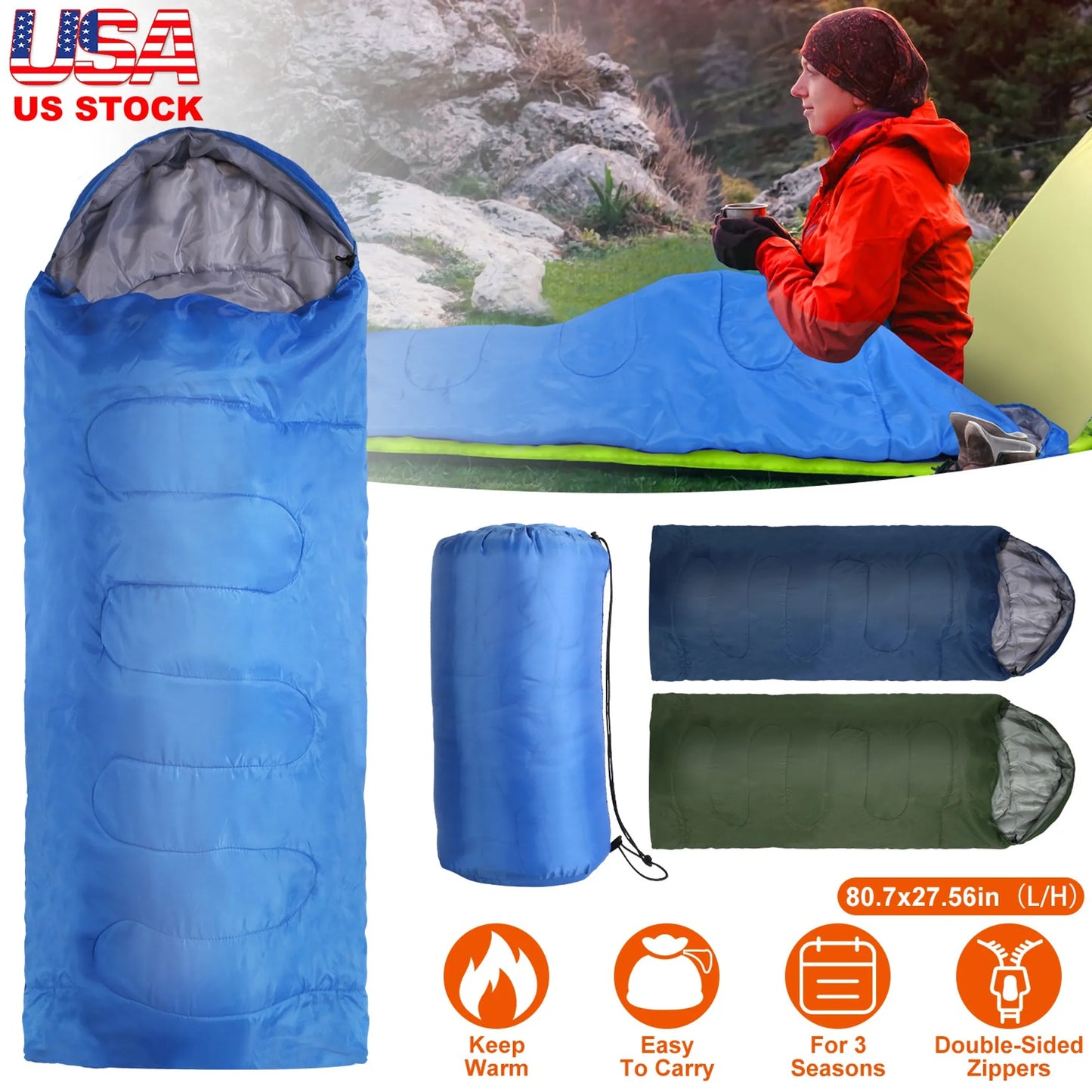 3-Season Camping Sleeping Bag – Lightweight & Moisture-Proof
