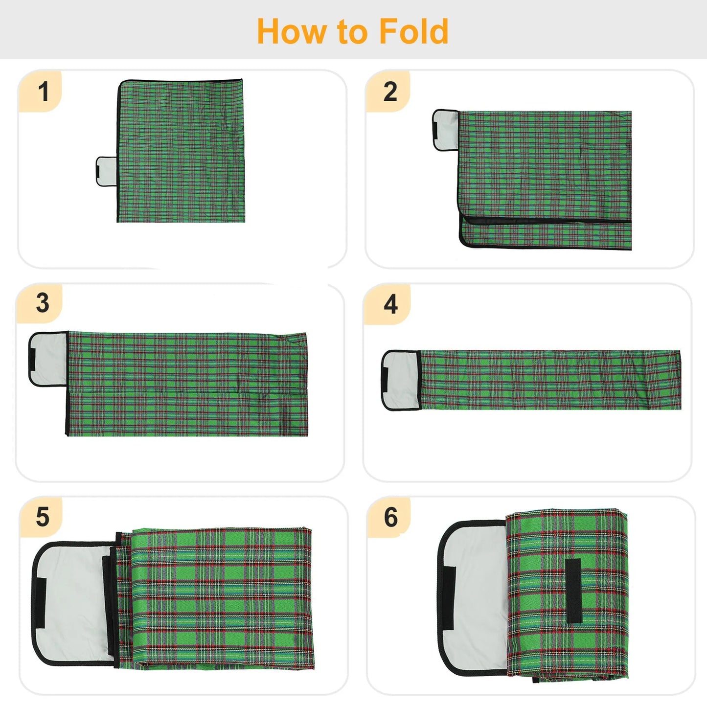 Waterproof Picnic Blanket – 60” x 78”, 600D Oxford, Seats 4 (Green)