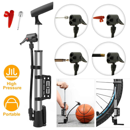 Portable Mini Bike Pump | Works on Bikes & Sports Balls | Compact & Lightweight