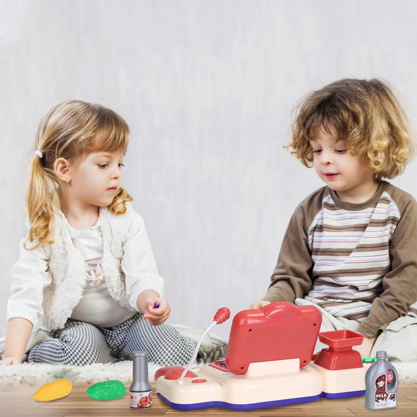 Kids Pretend Play Cash Register Toy Set | Scanner, Conveyor Belt & Play Money | Pink | Ages 3-6
