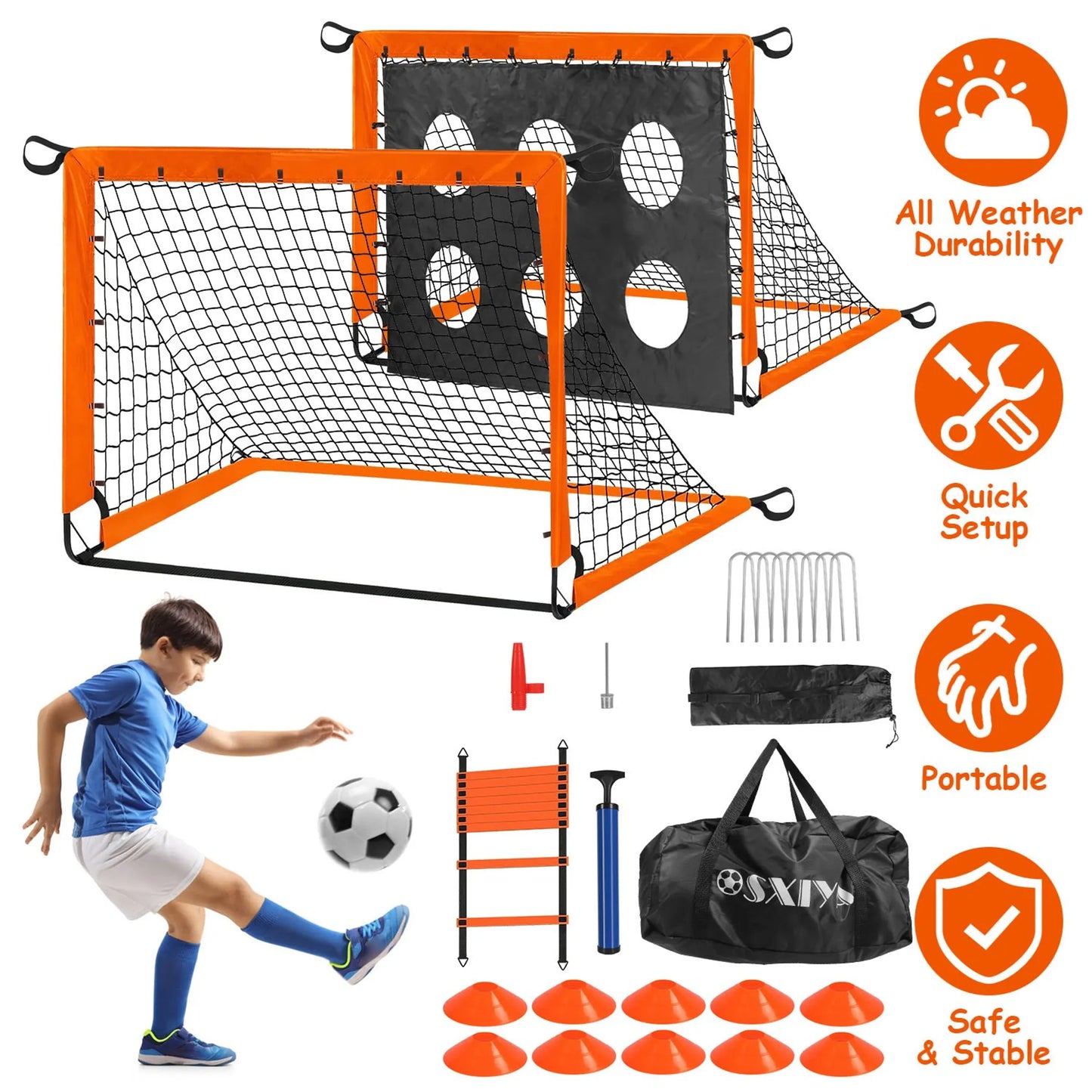 Kids Soccer Goals Set with Agility Ladder & Ball