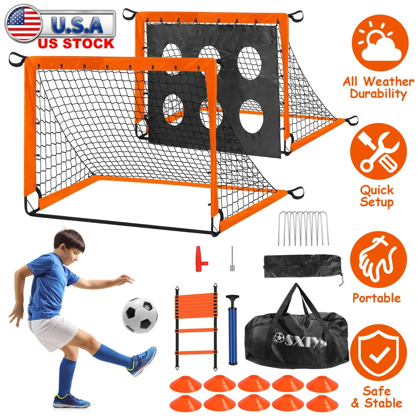 Kids Soccer Goals Set with Agility Ladder & Ball