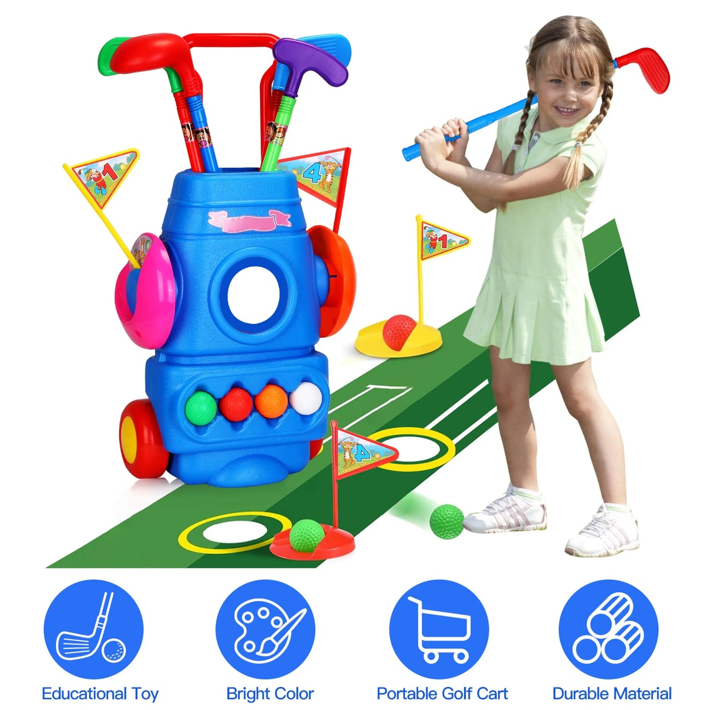 Toddler Golf Set — Complete Kids Golf Toy with Cart & Clubs