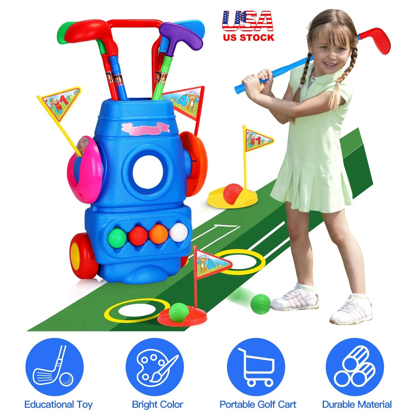 Toddler Golf Set — Complete Kids Golf Toy with Cart & Clubs