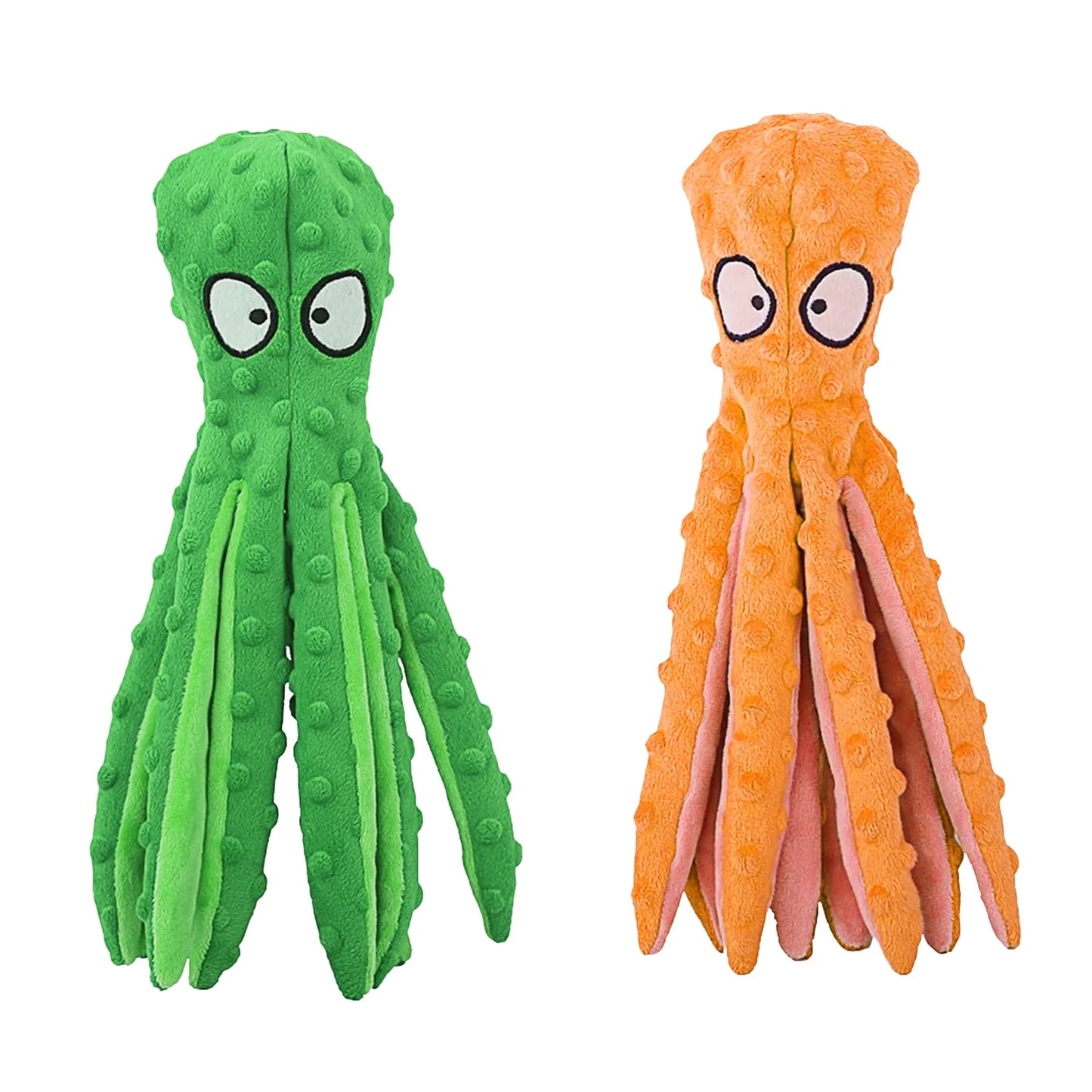 2-Pack Squeaky Octopus Dog Toys | No-Stuffing Plush | Crinkle & Squeaker