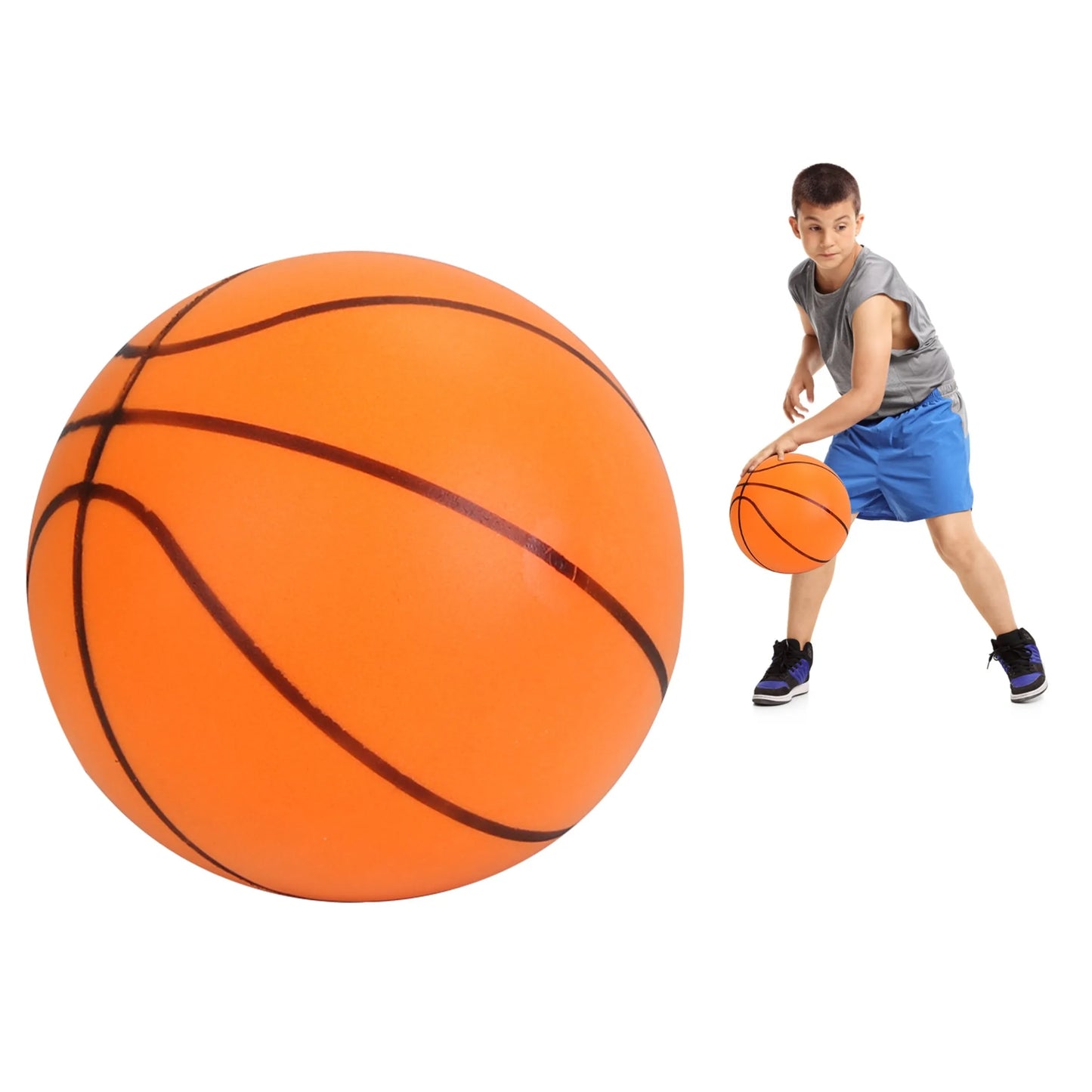 Silent Foam Basketball | Indoor No-Noise PU Ball | Kids & Adults