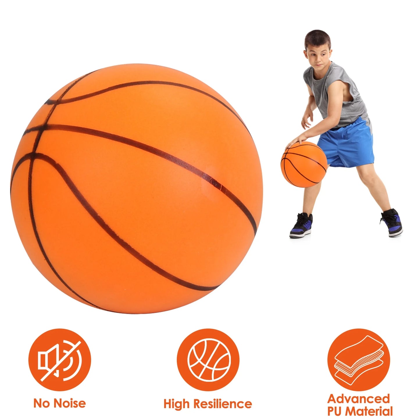 Silent Foam Basketball | Indoor No-Noise PU Ball | Kids & Adults