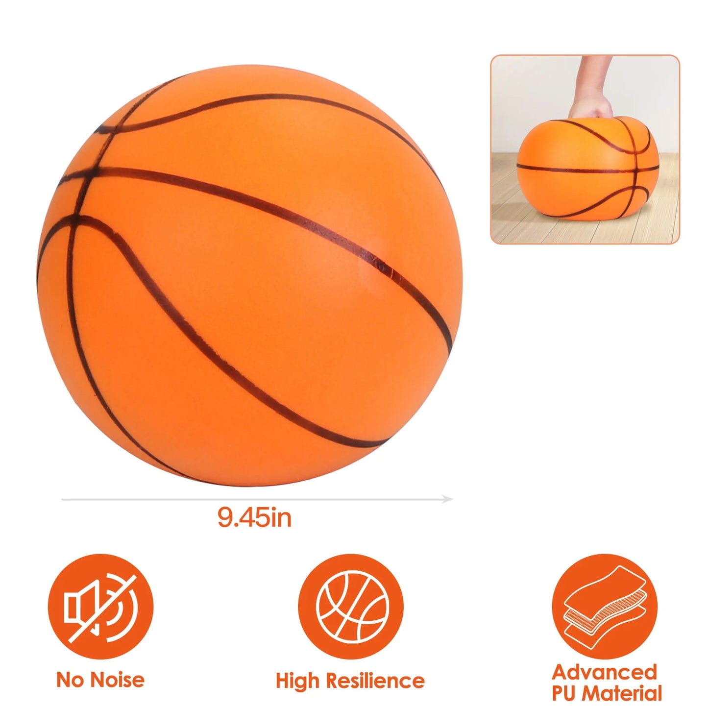 Silent Foam Basketball | Indoor No-Noise PU Ball | Kids & Adults