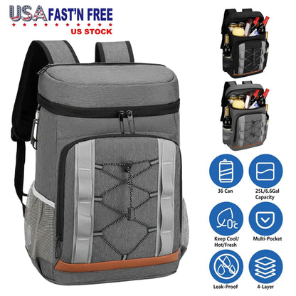 36-Can Leakproof Cooler Backpack — 25L Insulated with Multi-Pocket Design