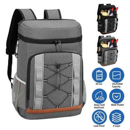 36-Can Leakproof Cooler Backpack — 25L Insulated with Multi-Pocket Design