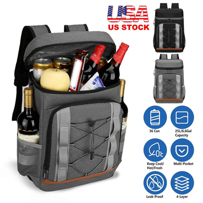 36-Can Leakproof Cooler Backpack — 25L Insulated with Multi-Pocket Design