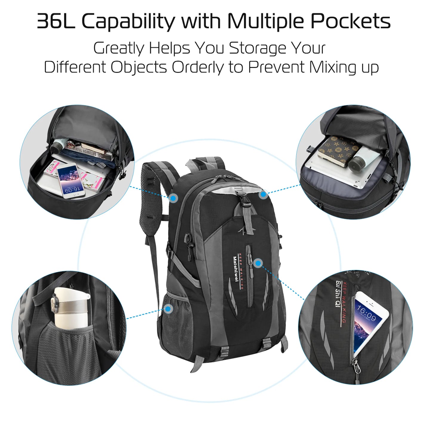36L Outdoor Backpack Waterproof Daypack