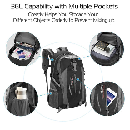 Waterproof Daypack for Outdoor Adventures - 36L Lightweight Hiking Backpack