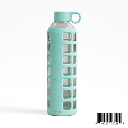 Purifyou Borosilicate Glass Water Bottle with Silicone Sleeve