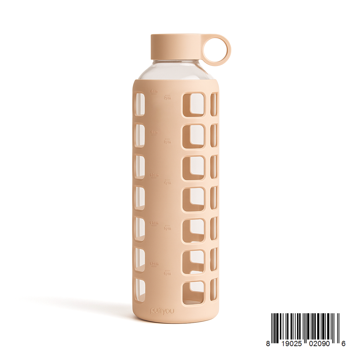Purifyou Borosilicate Glass Water Bottle with Silicone Sleeve