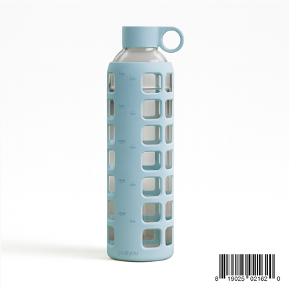 Purifyou Borosilicate Glass Water Bottle with Silicone Sleeve