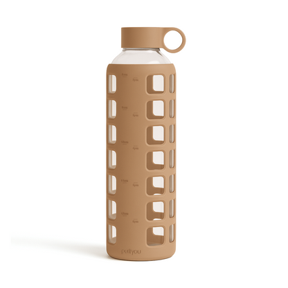 Purifyou Borosilicate Glass Water Bottle with Silicone Sleeve