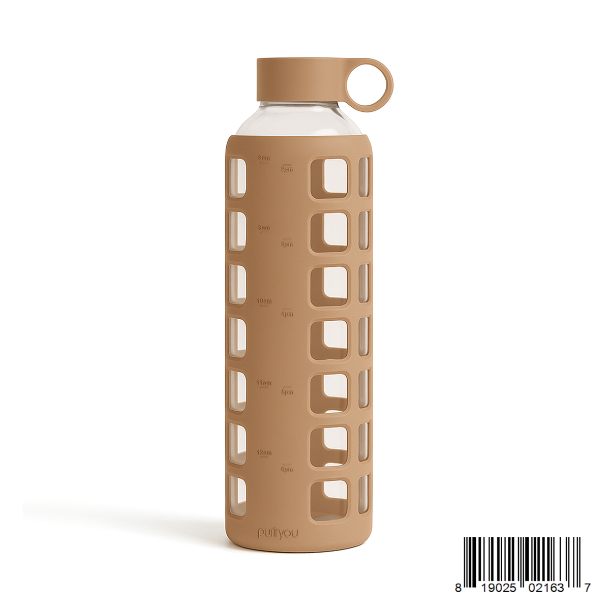 Purifyou Borosilicate Glass Water Bottle with Silicone Sleeve