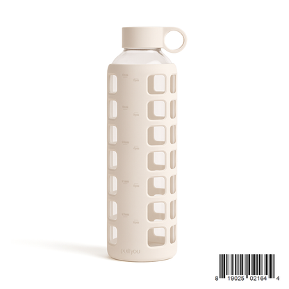 Purifyou Borosilicate Glass Water Bottle with Silicone Sleeve