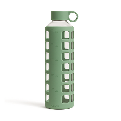 Purifyou Borosilicate Glass Water Bottle with Silicone Sleeve