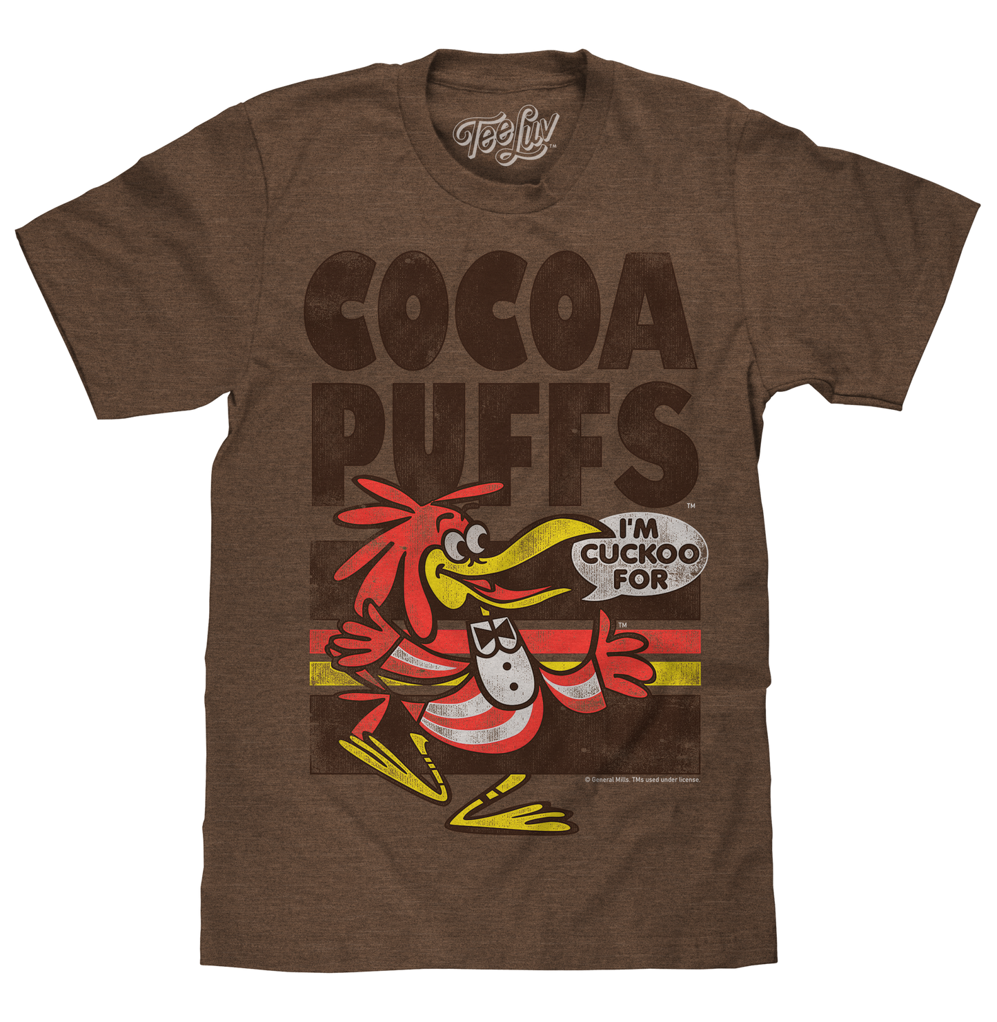 Cocoa Puffs "I'm Cuckoo For" T-Shirt | Sonny the Cuckoo Bird | Brown Heather | Poly-Cotton