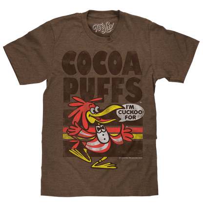Cocoa Puffs "I'm Cuckoo For" T-Shirt | Sonny the Cuckoo Bird | Brown Heather | Poly-Cotton