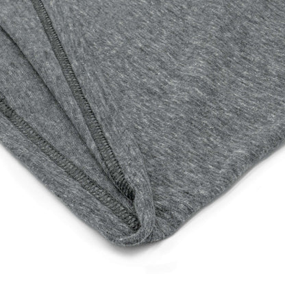 Gray T-shirt bottom corner with double stitching detail