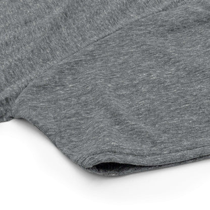 Gray T-shirt hem and sleeve edge with stitched finish