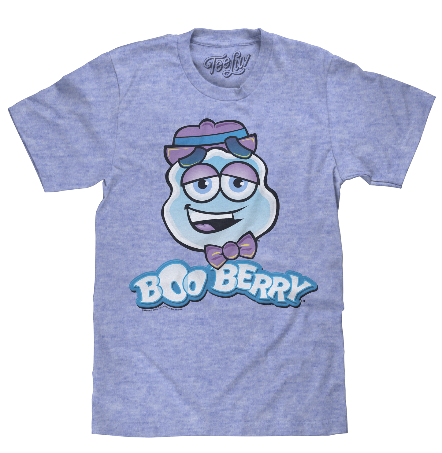 Boo Berry T-Shirt | 70s Ghost Mascot | Distressed Graphic | Royal Snow Heather & Light Blue