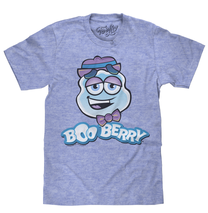 Boo Berry T-Shirt | 70s Ghost Mascot | Distressed Graphic | Royal Snow Heather & Light Blue