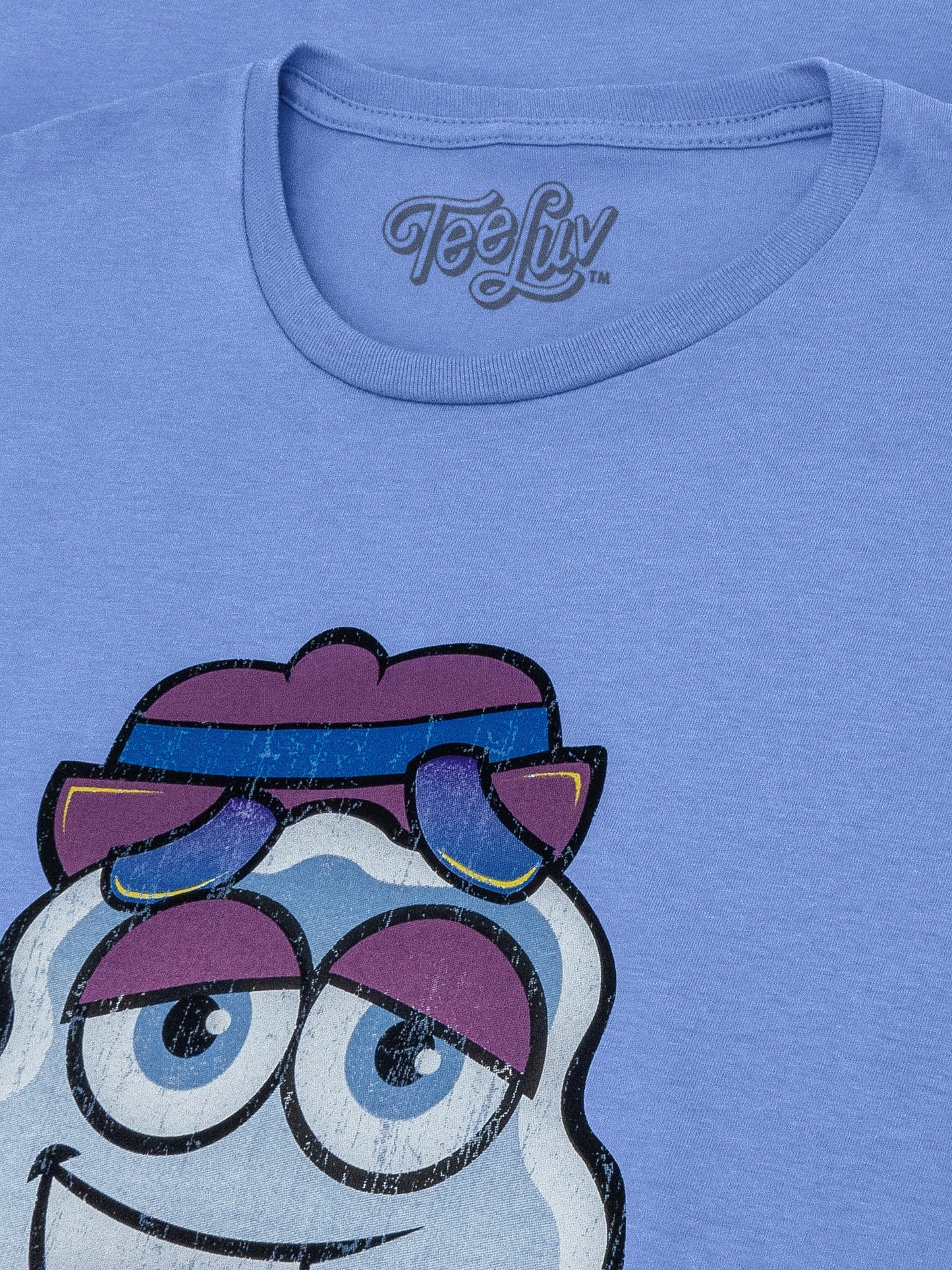 Boo Berry T-Shirt | 70s Ghost Mascot | Distressed Graphic | Royal Snow Heather & Light Blue