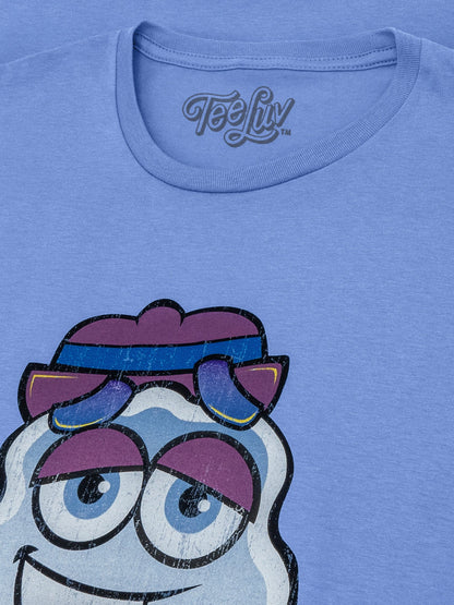 Boo Berry T-Shirt | 70s Ghost Mascot | Distressed Graphic | Royal Snow Heather & Light Blue