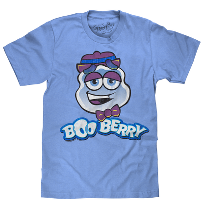 Boo Berry T-Shirt | 70s Ghost Mascot | Distressed Graphic | Royal Snow Heather & Light Blue