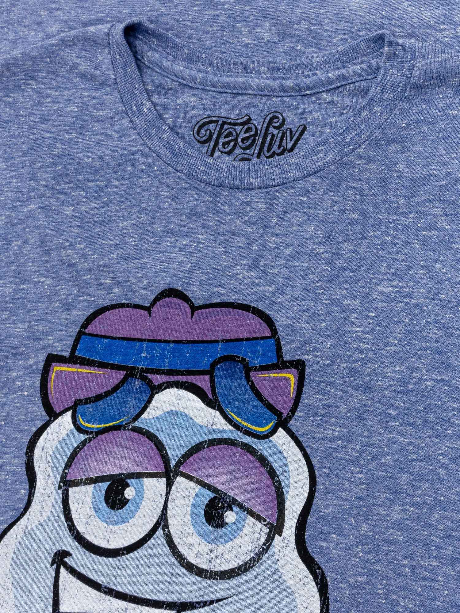 Boo Berry T-Shirt | 70s Ghost Mascot | Distressed Graphic | Royal Snow Heather & Light Blue