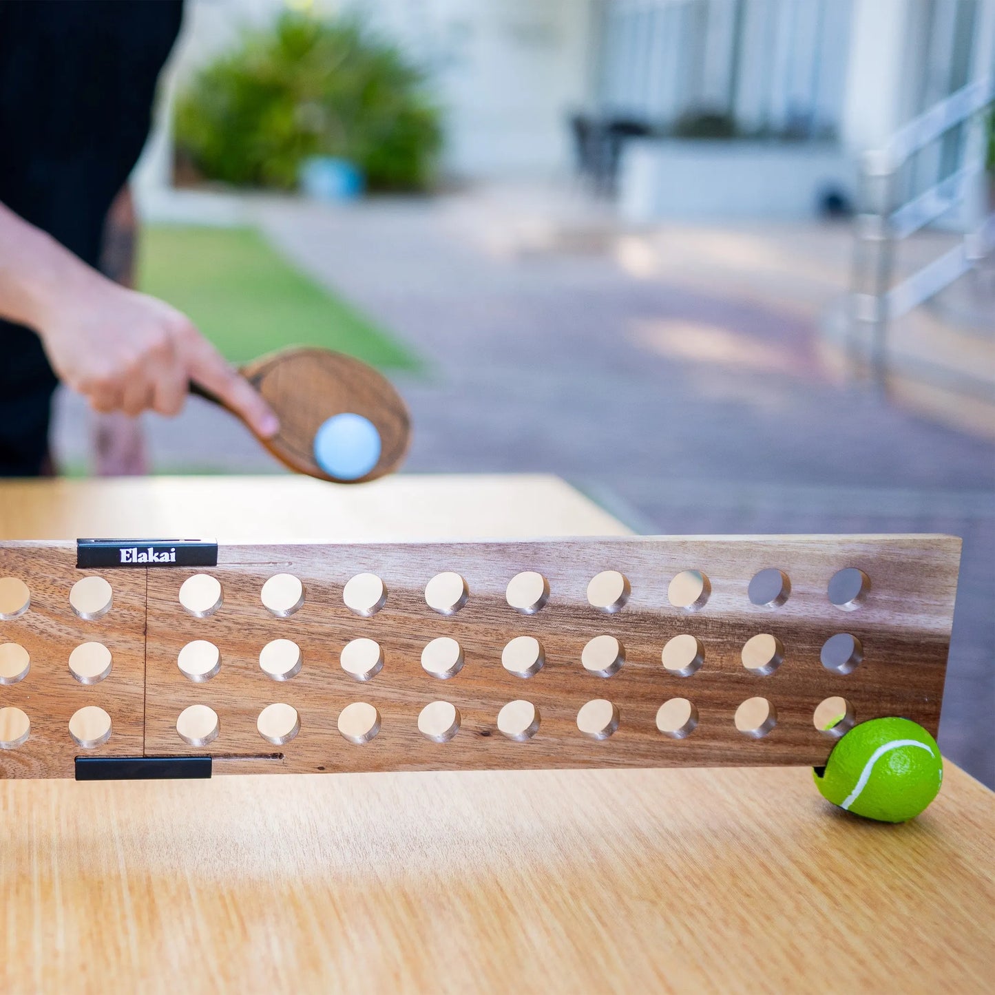 Elakai Tabletop Tennis Set – Acacia Wood Paddles & Foldable Net | Indoor & Outdoor
