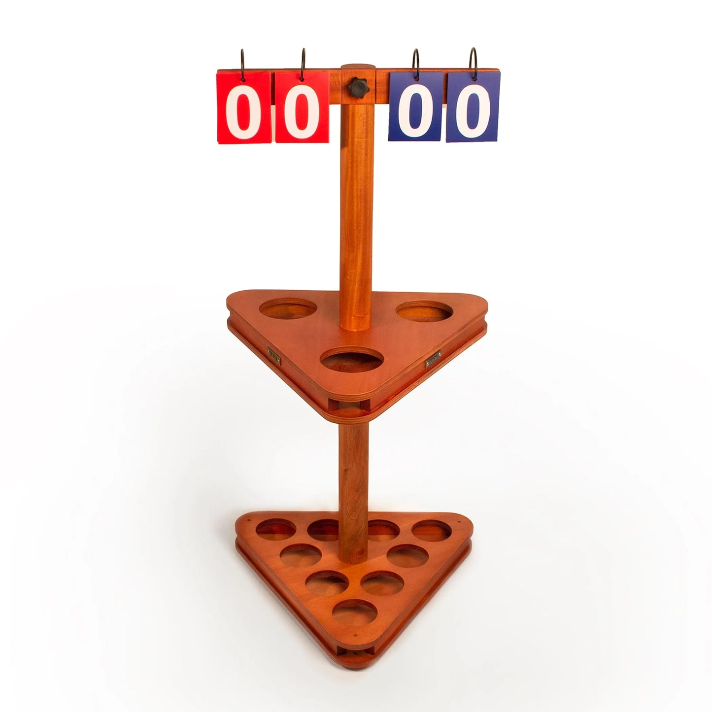Elakai Portable Scoring Tower – Stained Mahogany & Solid Wood | Cup Holders Included