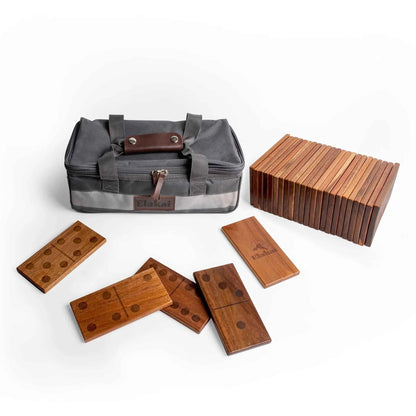 Elakai Acacia Wood Dominoes Set — 28 Pieces with Premium Carry Bag