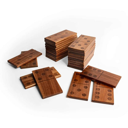 Elakai Acacia Wood Dominoes Set — 28 Pieces with Premium Carry Bag