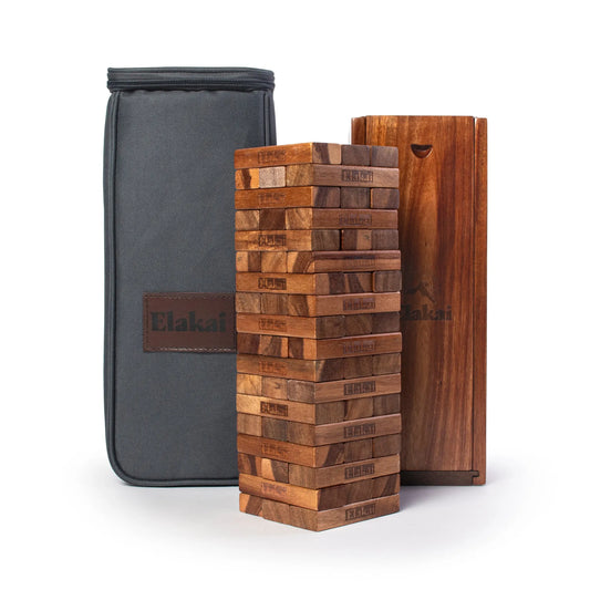 Classic Elakai Block Stacking Game — Premium Acacia Wood