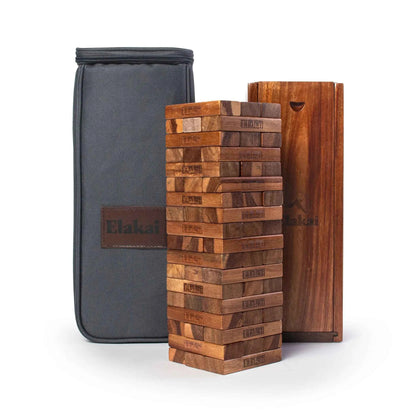 Classic Elakai Block Stacking Game — Premium Acacia Wood