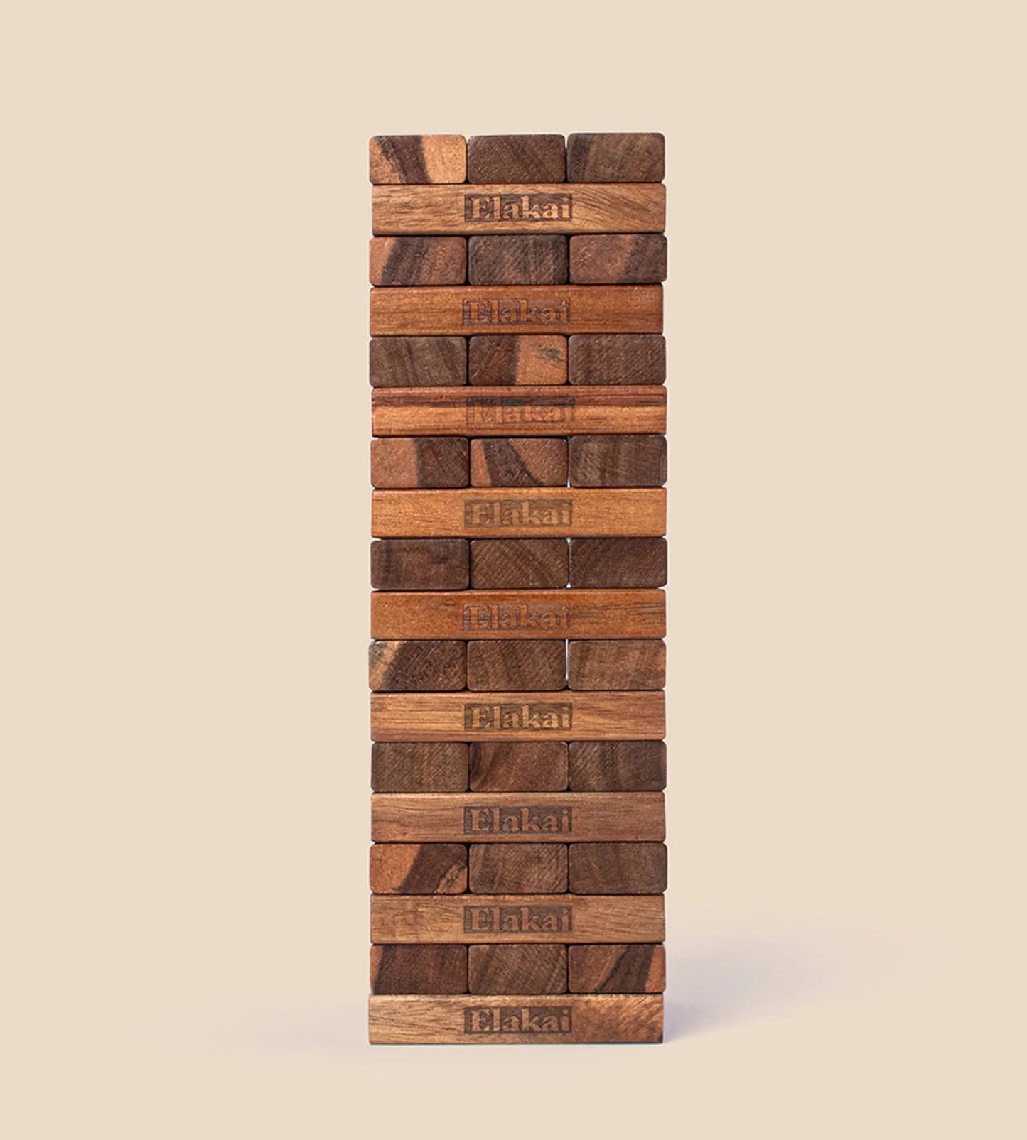 Classic Elakai Block Stacking Game — Premium Acacia Wood