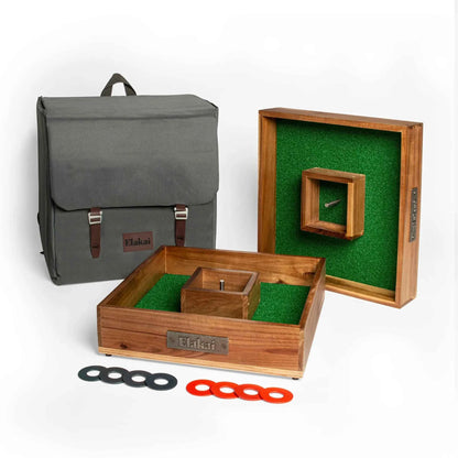 Elakai Forester Washer Toss Game — Solid Acacia Wood with Game-Over Pole