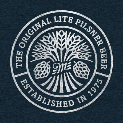 Denim black heather T-shirt with close-up round "Original Lite Pilsner" logo