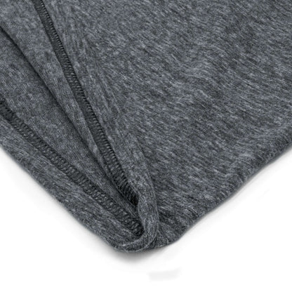 Gray T-shirt side seam and folded cuff detail