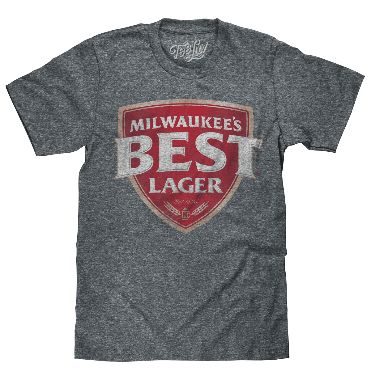 Gray T-shirt with Milwaukee’s Best Lager front graphic print