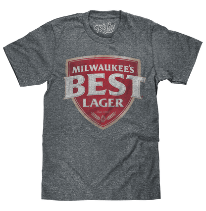 Gray T-shirt with Milwaukee’s Best Lager front graphic print