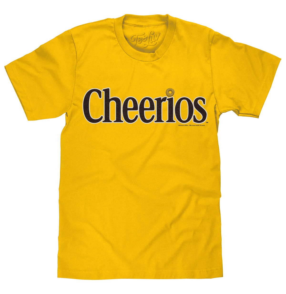 Spring yellow crew-neck T-shirt with large Cheerios logo front print