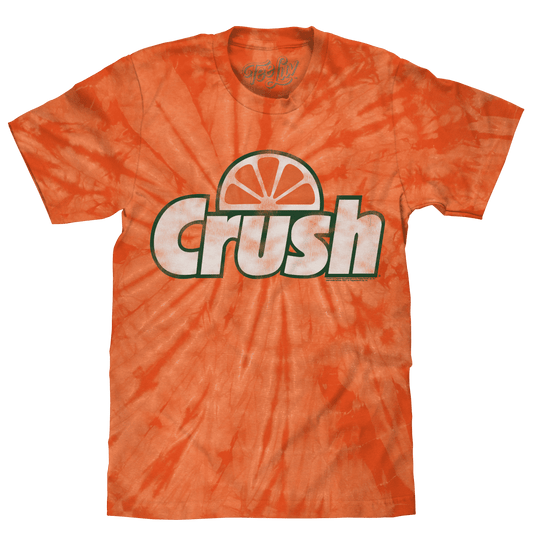 Orange tie-dye Crush logo T-shirt with crew neck and short sleeves