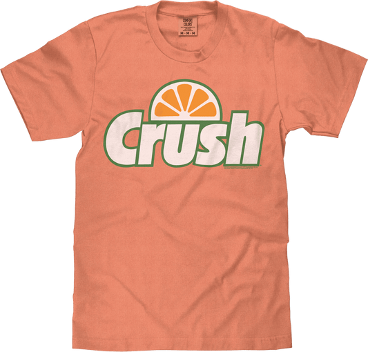Melon orange crewneck graphic T-shirt with Crush logo front